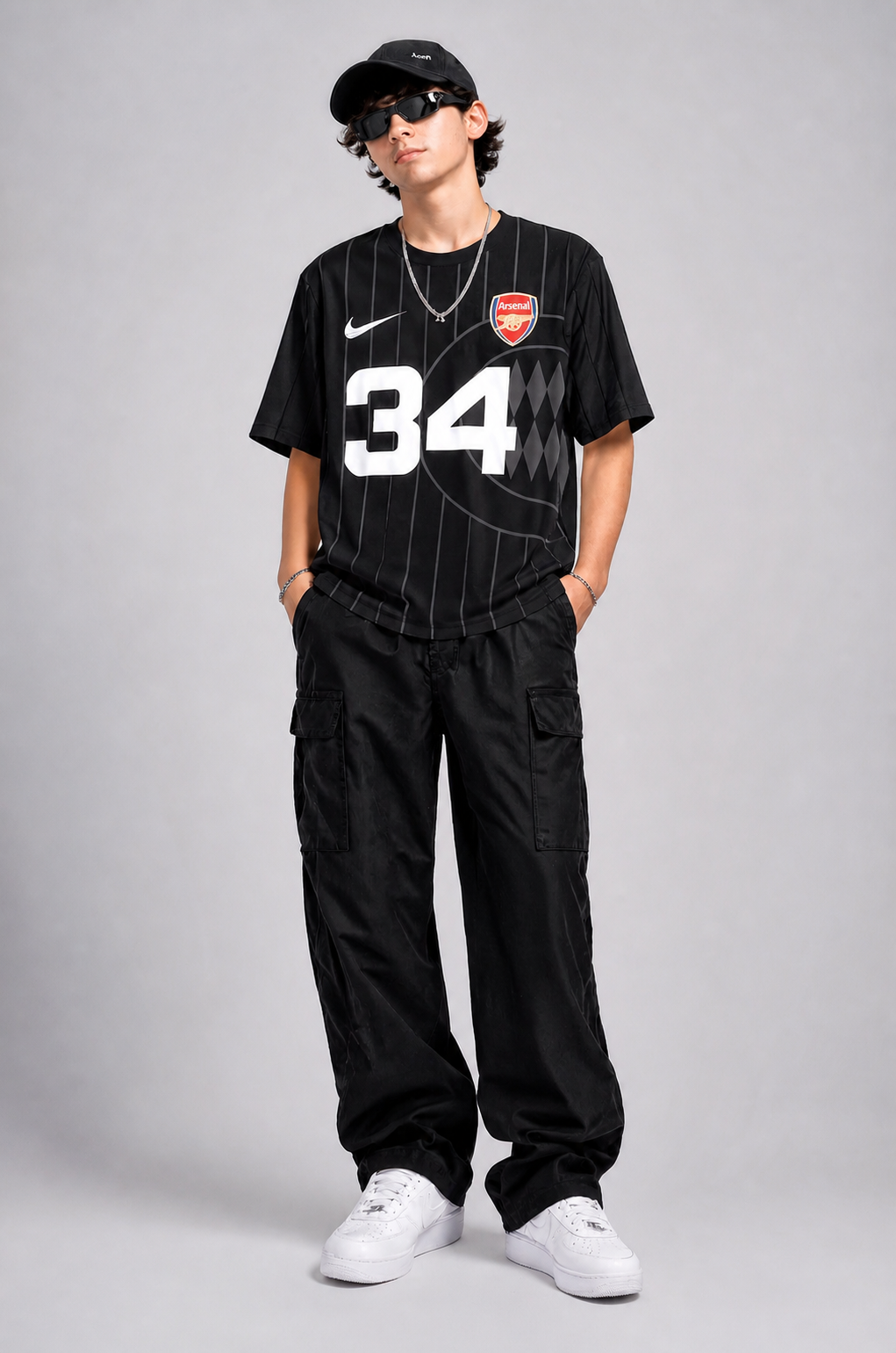 Men’s Oversized Number 34 Print T-Shirt | Streetwear Striped Style